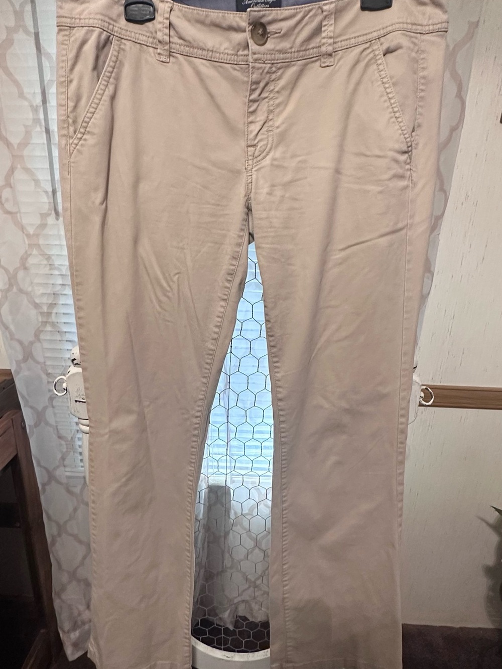 American Eagle Outfitters Light Beige Straight Leg Trousers